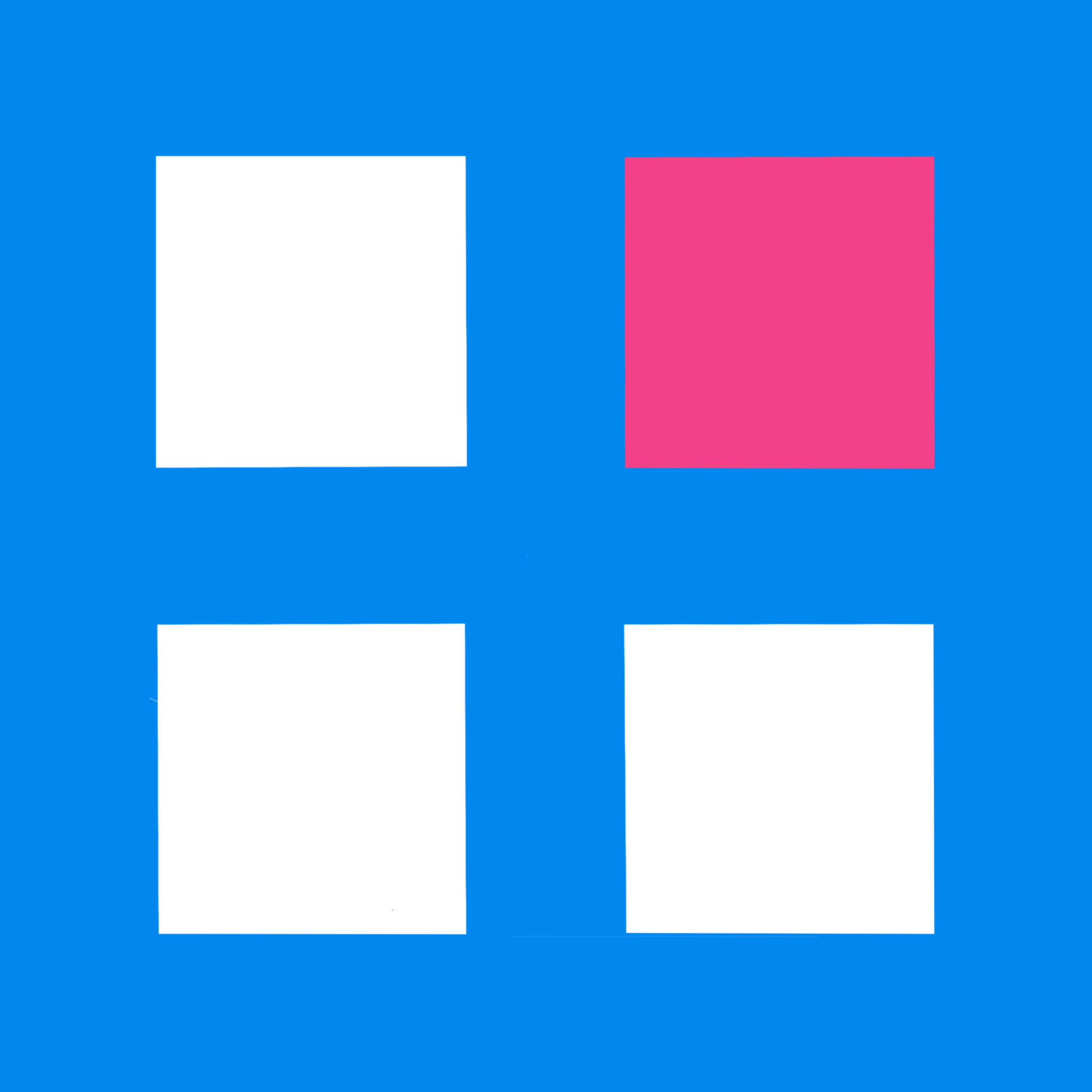 Square logo with three white squares and one coral square on a blue background